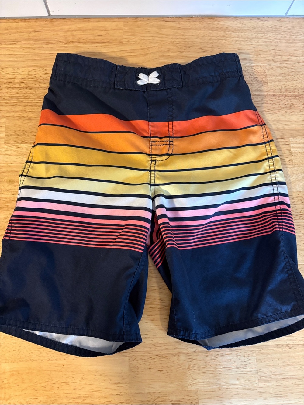 Old Navy Black and White Boys Swim Shorts with Blue Tag